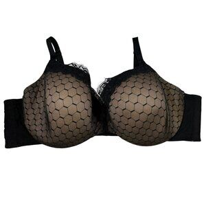 Cacique - Lane Bryant Black & Tan Lightly Lined Balconette Bra Women's 48DD